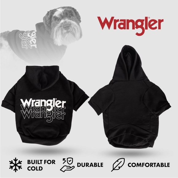 Wrangler Dog Hoodie - Fleece Dog Sweater with Leash Hole, Cold Winter Sweatshirt - Picture 4 of 14